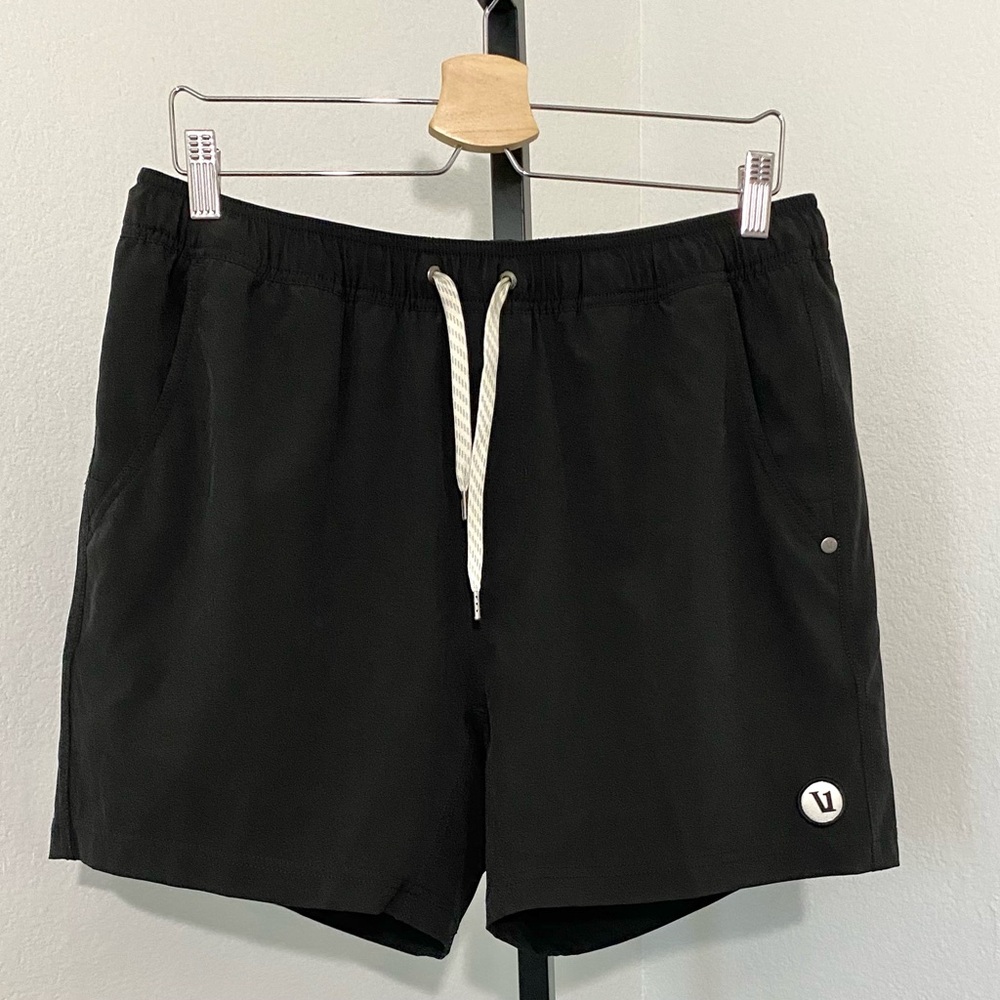 Vuori Black Athletic Shorts with Light Gray Drawstring - Picture 5 of 12